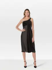 Black One Shoulder Draped Dress
