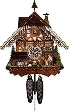 Engstler Cuckoo Clock Black Forest House with Movable Wood Chipper