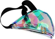 Mipcase Fashion Women's Transparent Waist Bag Dazzle Color Sports Pouch for Running Cycling Beach Travel Buckle Zipper Closure for Phone Keys Storage