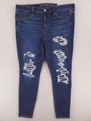 American Eagle Jeans Womens 16 Blue Jegging Distressed Next Level Stretch NWT