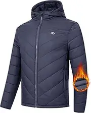 [MoFiz] Mens Running Hybrid Fleece Jackets Lightweight Puffy Hiking Jacket Winter Thermal Full Zip Hood Insulated Jacket Coat