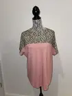 New Roma Plus 2 XL Top Shirt Blouse Pink Stretchy Animal Print Color Block