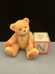Cherished Teddies Bear With ABC "N" Letter Block 158488N 1995 - No Box