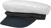 [HAMMABURG] White Starline Elf Sailor Hat - Peaked Cap for Women/Men - 100% Cotton - Captain's Hat Summer/Winter - Cotton Cap - Elbsegler