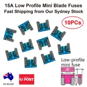 10-Pack 15A Low Profile Mini Blade Fuses - Blue Car Truck Auto Fuses 15 Amp Fuse