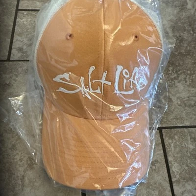 NWT Salt Life Fish Dive Surf Stretch Fit Cap Orange Hat