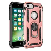 For Apple iPhone 6 Plus /6S Plus Case, Military Grade 360 Degree Rotating Metal Magnetic Ring Car Mount Holder Kickstand Shockproof Heavy Duty Cover (Rose Gold)