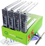 WORKDONE 4 Pack - 3.5" Hard Drive Caddy - Compatible with Dell PowerEdge Server - with Detailed Installation Manual - Front Sticker - Screwdriver