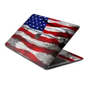 Skin Decal Wrap for MacBook Pro 13" Retina Touch American Flag on Wood