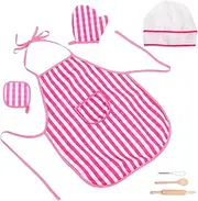 CATIEBYE Little Chefs Baking Cooking Set with Apron Hat Fun Cooking Tools for Kids
