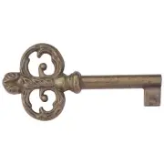 1x Vintage style open barrel skeleton key furniture cabinet antique burnished