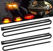 Universal Motorcycle Tail Lights 48 LEDs Amber/Red Colors Brake Stop Turn Signal Flexible LED Strips for Davidson Harley,motorbike,ATV,RV,SUV,CAR.(2-Pack).