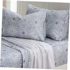 King Size Sheets 100% Percale Cotton Grey Bed Sheet Set, Brushed Extra