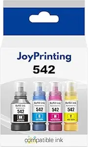 JoyPrinting 542 Ink Refill Bottle for Epson, T542 Pigment Ink Compatible with Epson 16600 ET-5800 ET-5850 ET-5880 ET-16650 ST-C8000 ST-C8090 Printer (Black, Cyan, Magenta, Yellow) 4 Combo Pack