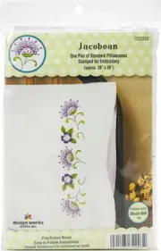 Tobin Stamped For Embroidery Pillowcase Pair 20"X30"-Jacobean T232203