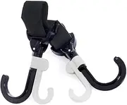Cabilock 2pcs Adjustable Stroller Hooks Hook and Clips for Diaper Bags Grocery Clothes Easy to Install Remove Supports up to Each Black Gray