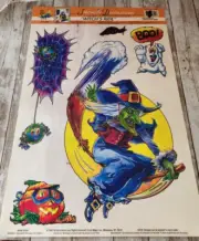 1993 Prism Magic Halloween Window Static Clings "Witch's Ride" READ