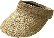 [HAMKVBPR] Women Visor Hat Hollow Top Straw Cap Female Summer Sunshade Retro Hat Summer Outdoor