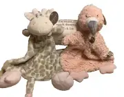 Demdaco Soft Baby Blanket NEW & 2 Plush Lovey Blankets With Rattle Baby Girl