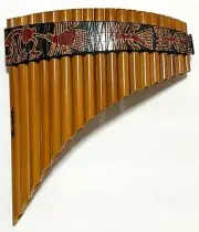 18 Pipes Pan Flute Dark Bamboo Nazca Lines Designs Tunable Case Included