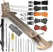 Paracord Bracelet Jig Kit with Knotters Tool Marlin Spike Paracord FID Set Lacing Needles/Fids for Paracord Work Paracord Tool Kit Adjustable Length 4" to 13" Paracord Jig Bracelet Maker