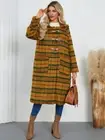 Women's Plaid Wool Blend Coat Single Breasted Pea Coat Winter Hooded Outwear