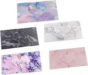 BIUDECO 5Pcs Heart Shaped Eyelash Boxes Portable False Eyelash Packaging Cases with Design Durable Paper Containers Sky Marble for Organizing Lashes