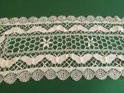 NEW * 100% COTTON HAND MADE CLUNY BOBBIN LACE RUNNERS * BEIGE * 14 X 34" OBLONG