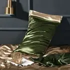 2X Silk Blend Pillowcase Satin Two Tone Pillow Case Only Cover Retro Bedding