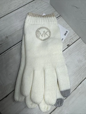 Michael Kors Tech Gloves One Size White Gold