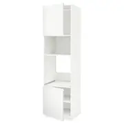 METOD hi cb f oven/micro w 2 drs/shelves, white/Voxtorp matt white, 60x60x220 cm
