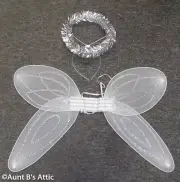 Angle Wings & Halo Set Adult Or Child Wht Sheer Wired Wings & Halo Headband