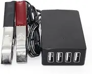 DC Converter with Battery Clip 12V 24V to 5V 8A USB Power Supply Buck Regulator Charger, 4 Ports Automatically Identify Shunt Charging