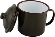 PAMINGONO Vintage Enamel Camping Mug with Spillproof Lid Tea Cup for Travel and Outdoor Use Durable Multi Purpose Camper Coffee Cup Retro Style