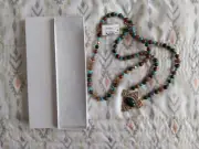 BARSE Jeweled Tyger's Eye and Green Onyx Golden Pendant Necklace