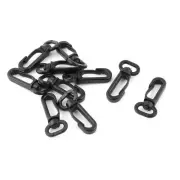 Plastic Luggage Bag Tent Band Strap Swivel Snap Hook Buckle Black 13mm 10pcs