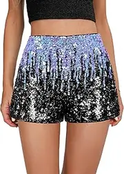 [Mocure] Women's Gradient Glitter Sequin High Waisted Shorts Belly Dance Short Waist Pant Party Club Costume Cosplay