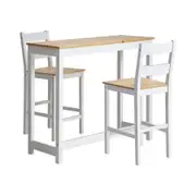 Oikiture 3PCS Bar Table Set 2 Stools Chairs Kitchen Dining Breakfast Cafe Tables