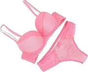 [Ipetboom] Lace Underwear Women's Set Women Bra Underwear for Honeymoon Wedding Valentine's Day Nightwear Pink