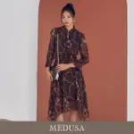 【MEDUSA 曼度莎】現貨-復古鎖鏈印花雪紡洋裝（M-XL）｜長洋裝 連身長裙 冬新品(201-91706)