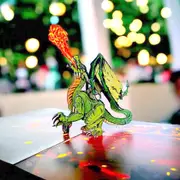 Fire Breathing Green Dragon Pop Up Card