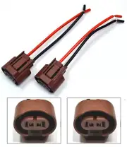 Wire Pigtail Female U H4351 Two Harness Head Light Low Beam Bulb Plug Socket OE