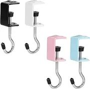 Huayeex Desk Purse Holder | Removable Desk Backpack Hook,4X No Punch Removable Multi-Functional Holder Space-Saving for Schoolbag Coat Locker Workstation Game Setup Entryway Home