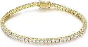 [GEMSME] 2.5mm Tennis Bracelet, 2.5mm Thin 18K White/Yellow Gold Plated Cubic Zirconia Tennis Bracelet for Women