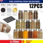 24x Clear Glass Jars Lid Spice Herb Seasoning Condiment Storage Container AU
