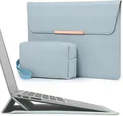 HYZUO 15-16 Inch Laptop Sleeve Case with Stand for MacBook Pro 16 M4/M3/M2/M1 Pro/Max 2025-2019, MacBook Pro 15 2015-2012, XPS 15, Samsung Galaxy Book Flex/Pro 15, Pale Blue(Smiley)