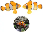 2 Pack Silicone Artificial Aquarium Floating Clownfish Decoration Fish Tank Deco