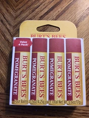Burts Bees 100% Natural Moisturing Lip Balm .15oz Pomegranate set of 4