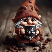 Coffee Time Gnome Resin Figurine, Cute Miniature Gnome Statue for Home or Office Decor, Funny Tabletop Ornament for Coffee Lovers