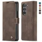 For Samsung Galaxy Z Fold 6 5 4 PU Leather Magnetic Flip Wallet Card Case Cover